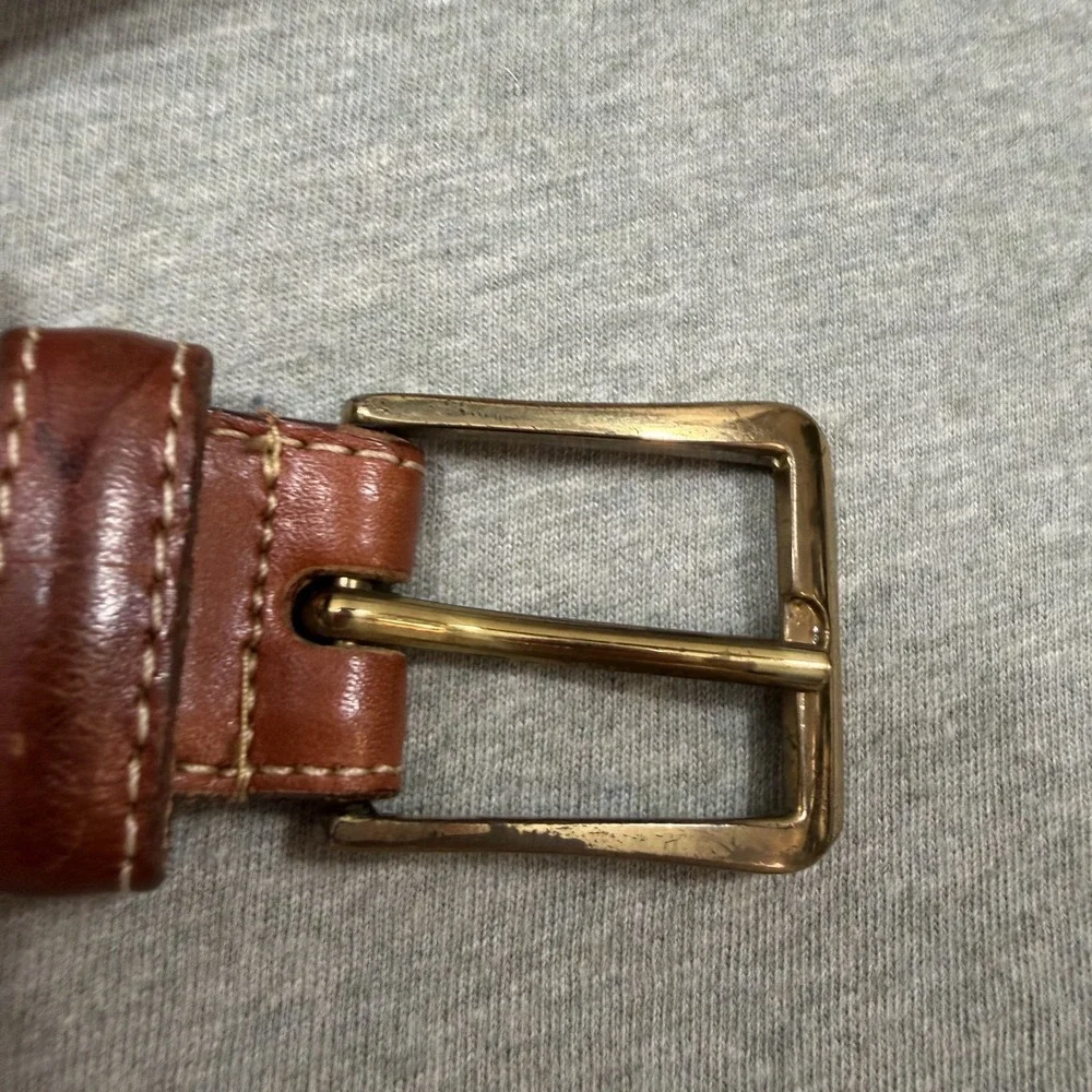 Dooney & Bourke Belt 38 Brown Sierra Leather Stitch 20013 Vintage USA Made